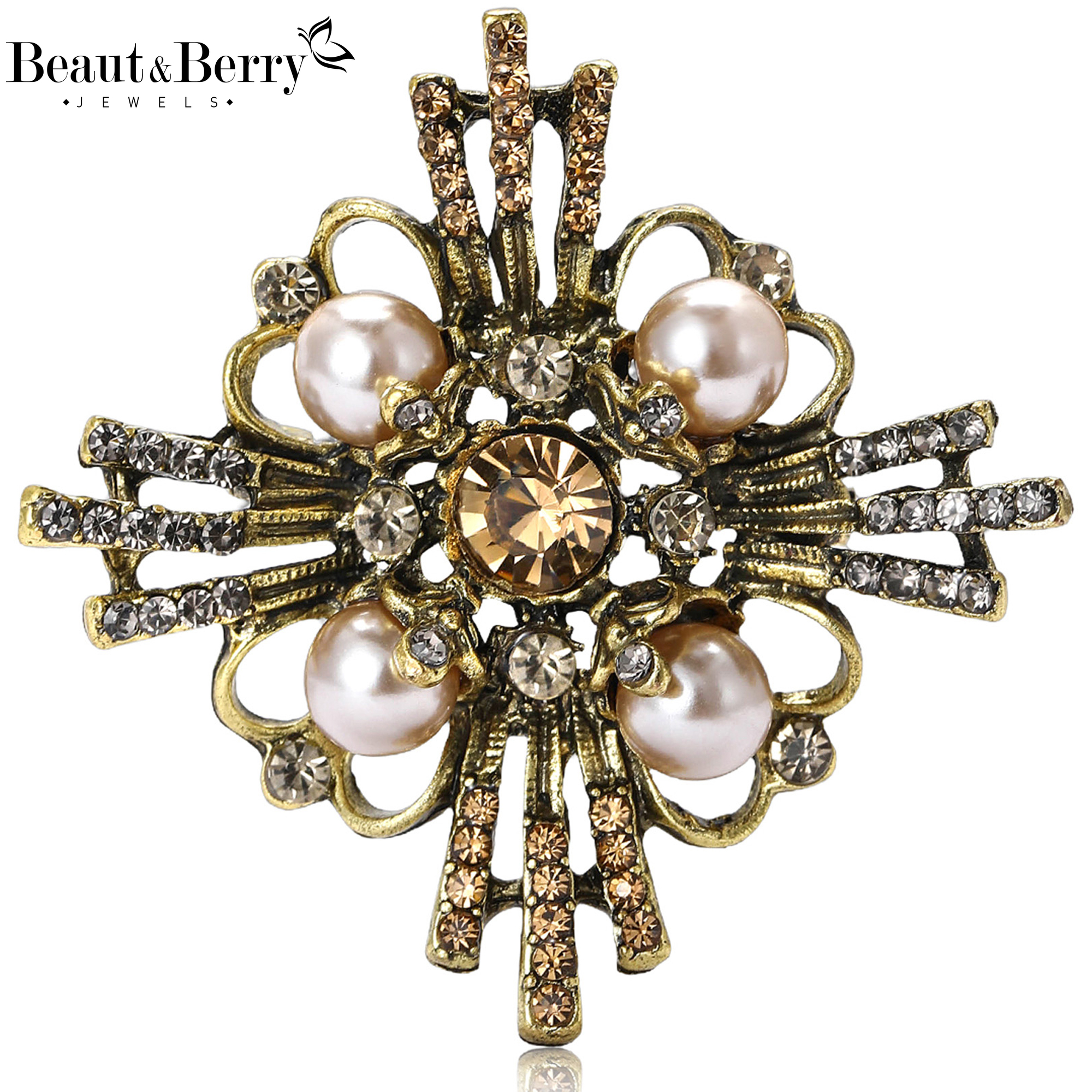 Bros Mutiara Barok Mewah Beaut & Berry untuk Wanita Uniseks Pin Silang Aksesori Pesta Kasual Hadiah Tahun Baru Dekorasi Teman