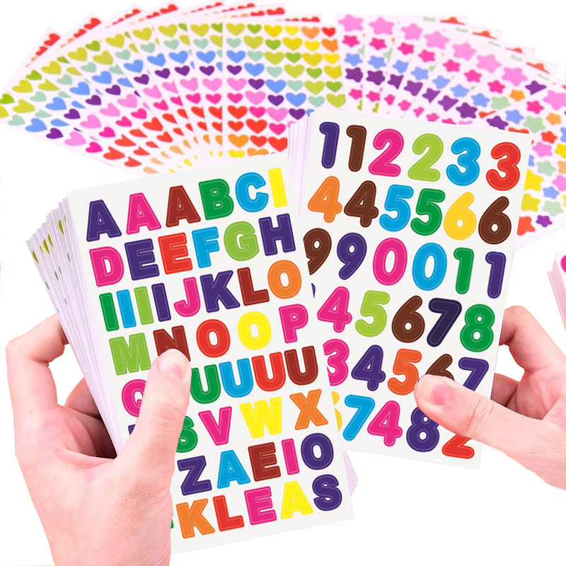 10/20/30/50 Uds. Letras numéricas puntos corazón estrella niños pegatina de colores juguetes de papel álbum diario decoración accesorios pegatinas