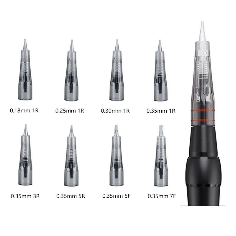 Aiguille de cartouche de tatouage pour Machine PMU, aiguilles de Microblading stérilisées jetables pour sourcils et lèvres, fournitures de tatouage avec 1R,2R,3R