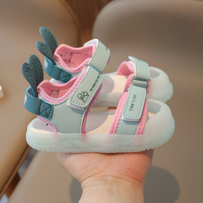 Kinder sandalen 2-12 Jahre alt Cartoon grünlich rosa weiche Jungen Mädchen Strands chuhe lässig rutsch feste Kinder Baby Sports andalen