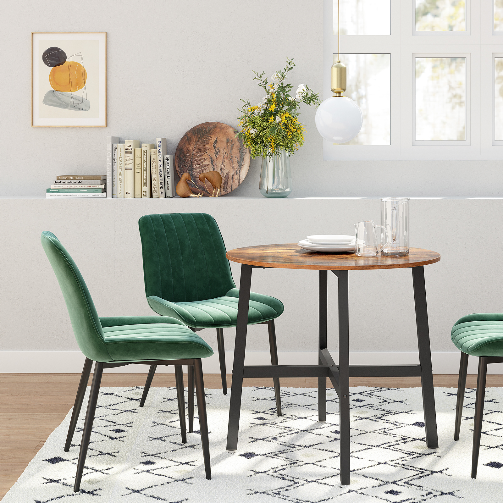 Tavolo da pranzo VASAGLE, tavolo da cucina rotondo, per soggiorno, ufficio, 80x75 cm (diametro x altezza), stile industriale