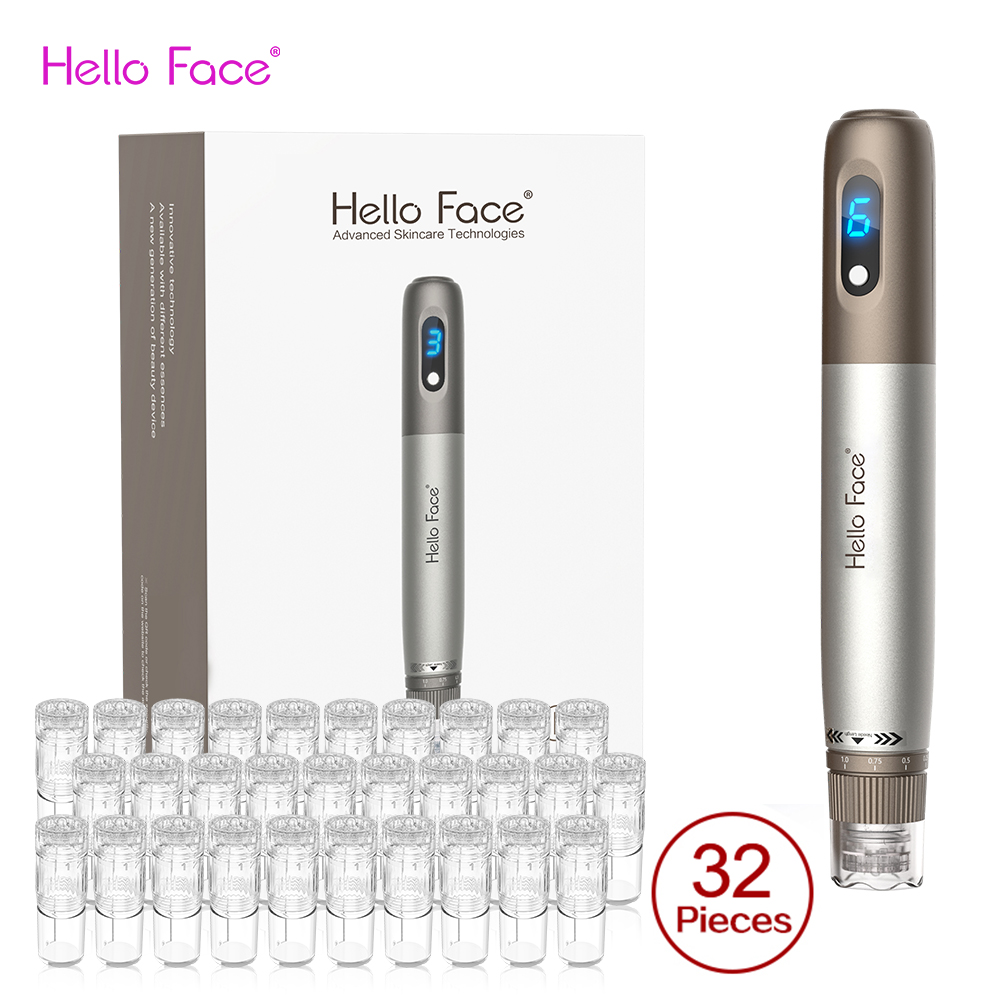Hello Face マイクロニードルダーマペン H3 家庭用ワイヤレス自動血清アプリケーターマシン追加 32 針ボリューム 3 ミリリットルカートリッジ