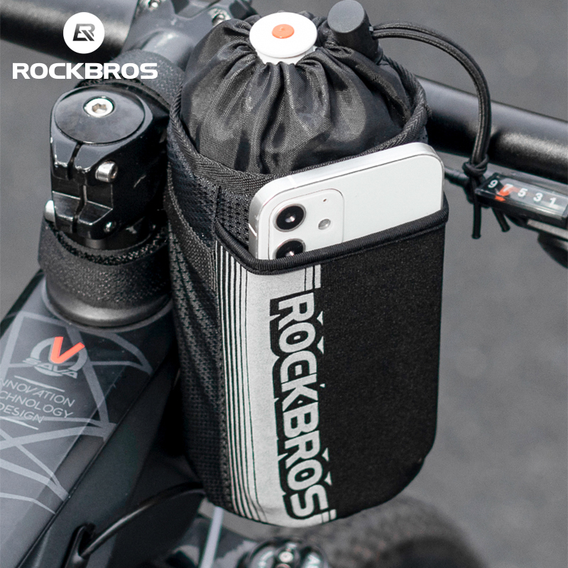 ROCKBROS – sac de guidon de vélo, porte-bouteille d'eau, large sangle réfléchissante, sac suspendu pour Scooter, accessoires de pochette de vélo