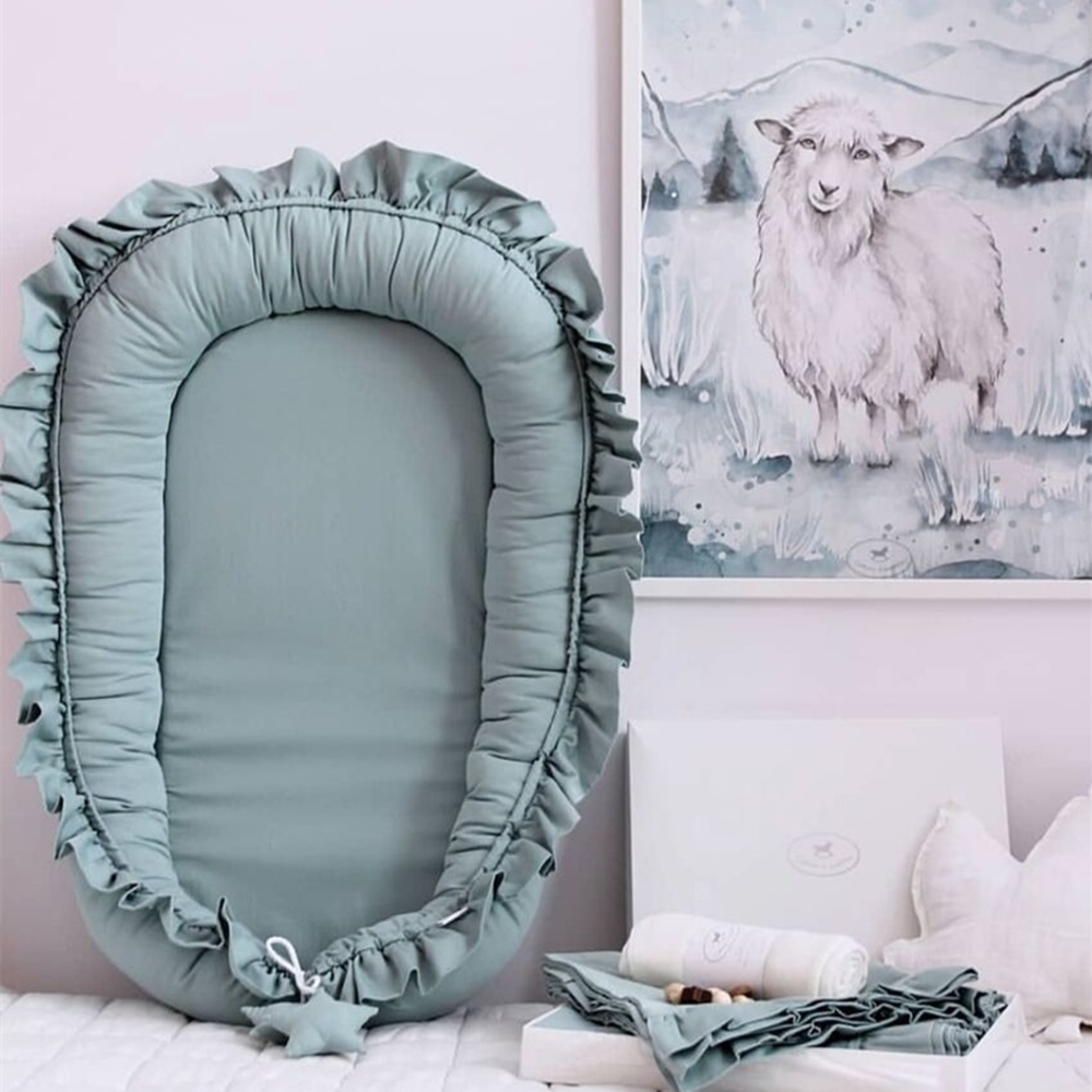 Babynest-Babyliege, Neugeborenen-Essentials für Babys von 0–12 Monaten, Baumwollliege für Babys, atmungsaktiv, verstellbar, tragbar, Reisebett