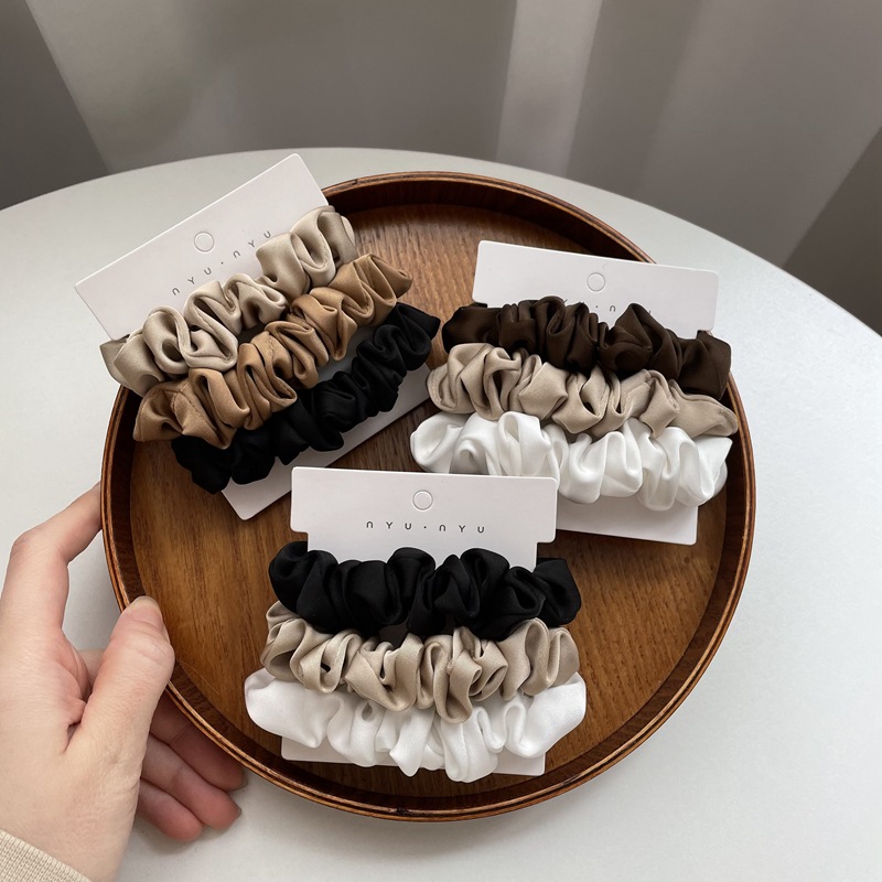 3PCS/set Solid Color Silk Scrunchies For Women Elastic Satin Hair Tie Ponytail Holder Hair Rope Girls Hair Bands  Accessories