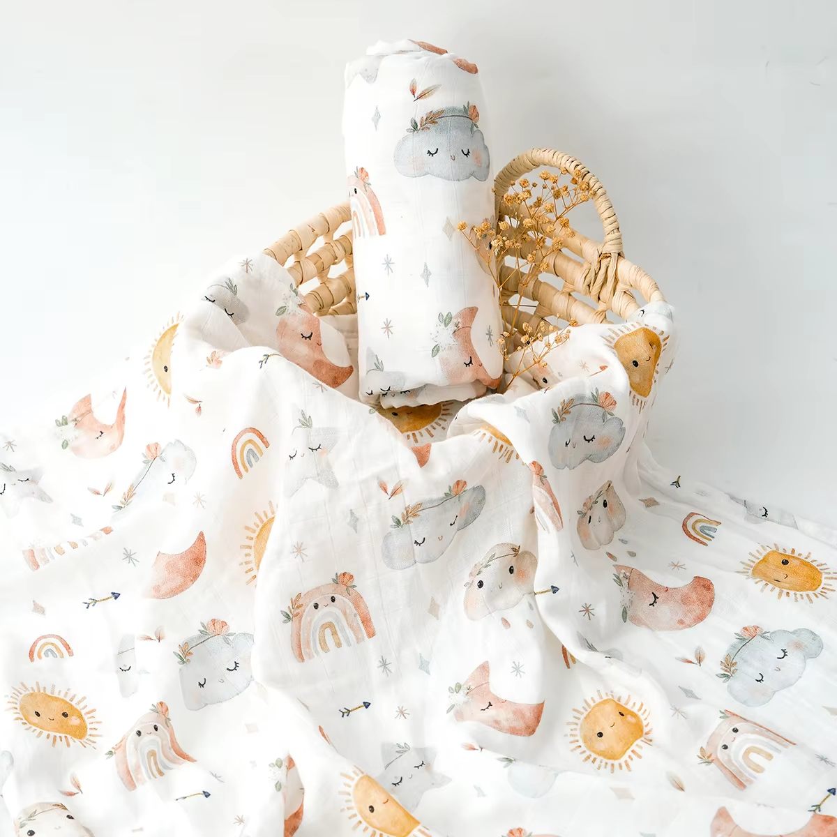 HappyFlute 1 Stück superweiche Baby-Musselin-Decke, Digitaldruck, Baby-Pucktuch, 120 x 110 cm