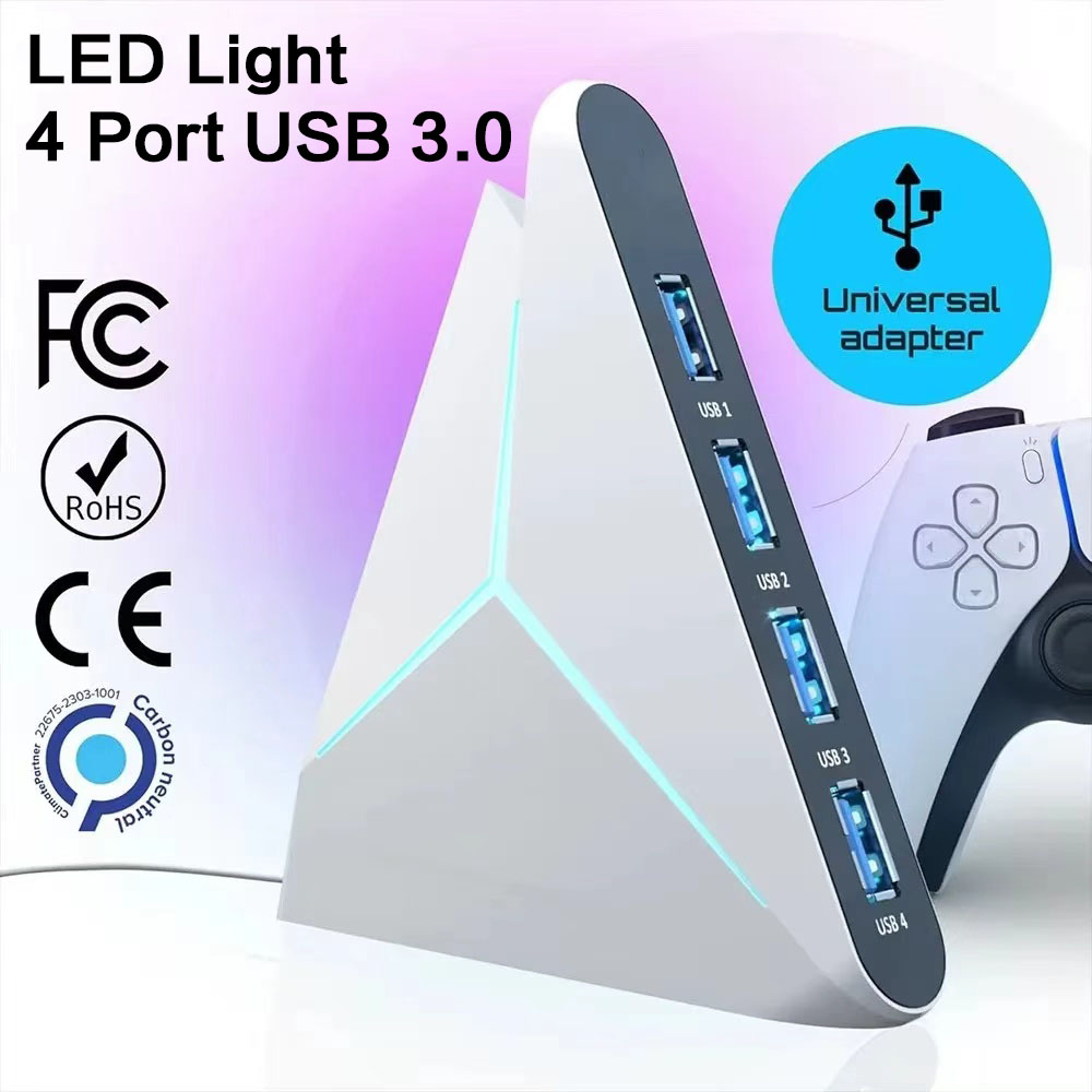 USB 3.0 Hub 4 Poorten USB A 5Gbps Splitter Lange Kabel Expander LED Licht Docking Station voor Muis Toetsenbord laptop Desktop PC