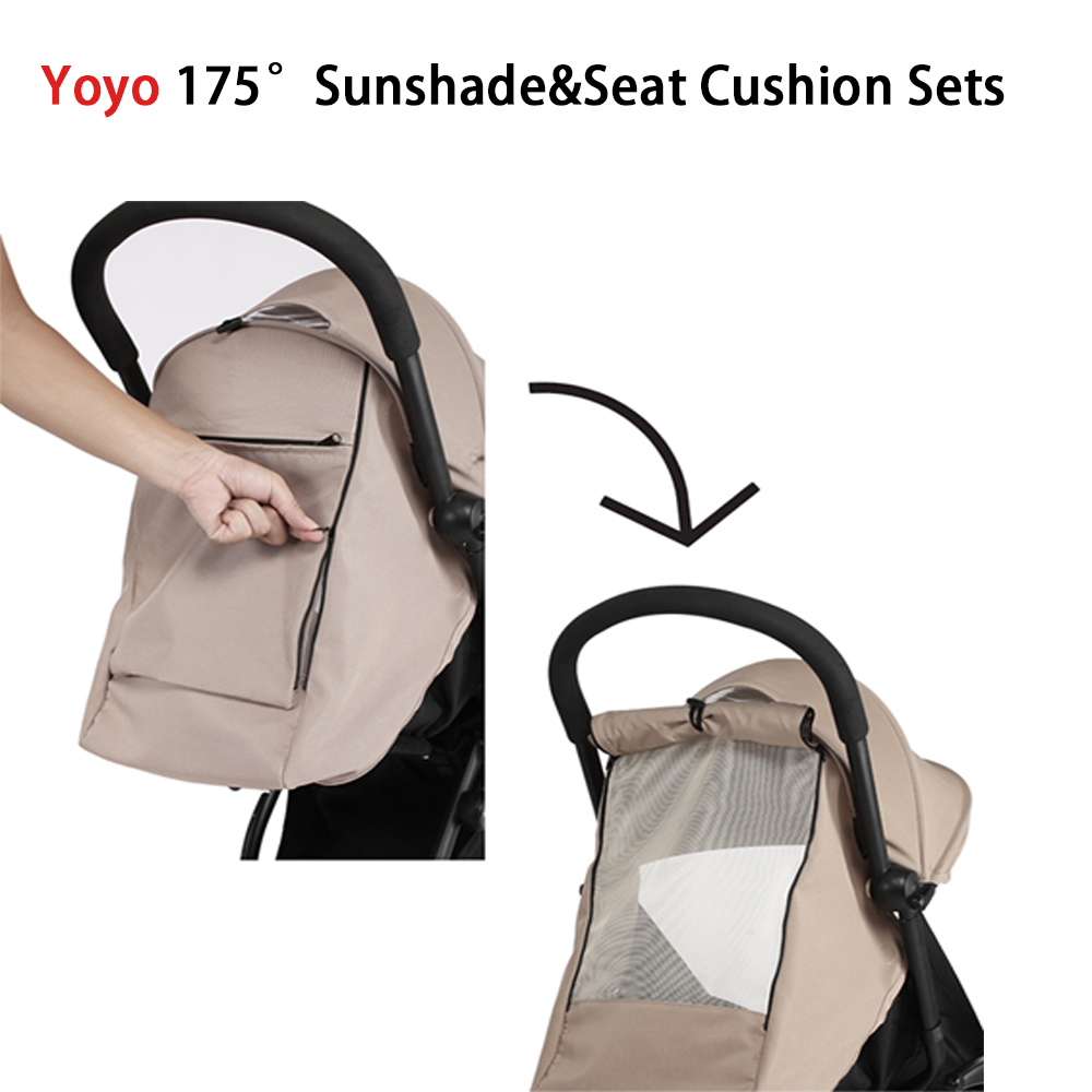 175 °   2 pz/set Parasole e Cuscino Ispessimento Baldacchino Traspirante UPF50 + Materasso In Cotone Yoyo/Yoyo2/Yoya Passeggino Parti di Ricambio