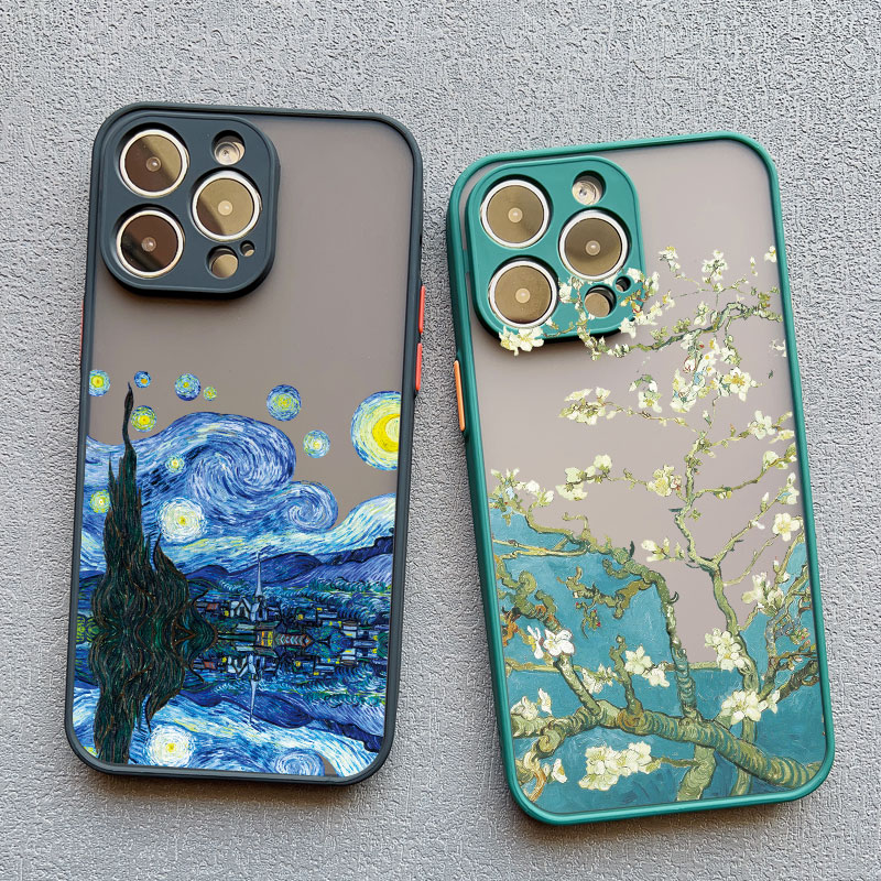 Para coque iphone 17 16 15 14 11 12 13 pro max mini x xr xs 16 plus casos de telefone arte van gogh pintura a óleo capas macias à prova de choque