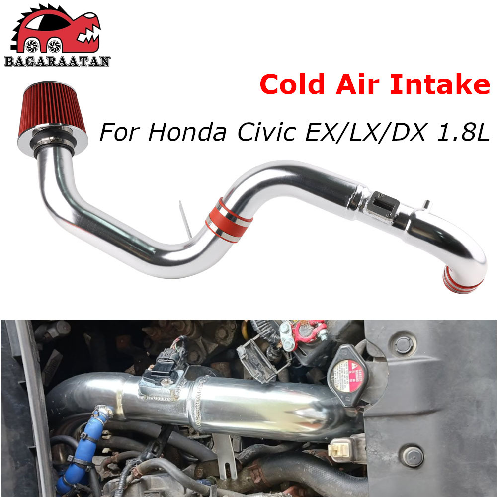 3-calowy zestaw rur wlotu zimnego powietrza z filtrem suchym czerwono-czarnym do silnika Honda Civic EX/LX/DX 1.8L 2006-2011