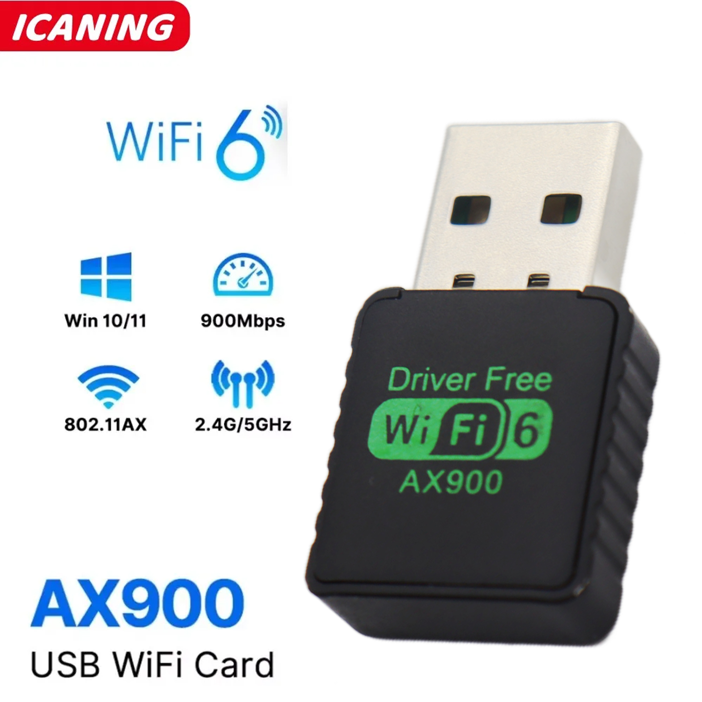 AX900 WIFI 6 Adapter USB-Netzwerkkarte 2,4 G und 5 GHz Dualband-Signalempfangs-Dongle für Laptop-Treiber Kostenloser kabelloser WLAN-Empfänger