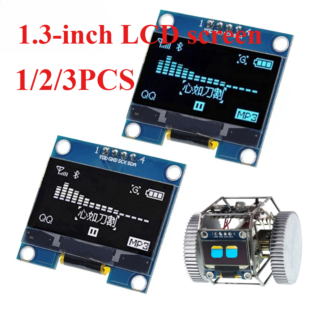 Pantalla LCD de 1,3 pulgadas adecuada para robot de escritorio DIY, comunicación I2C IIC azul y blanca, módulo de pantalla OLED 12864 de 4 pines