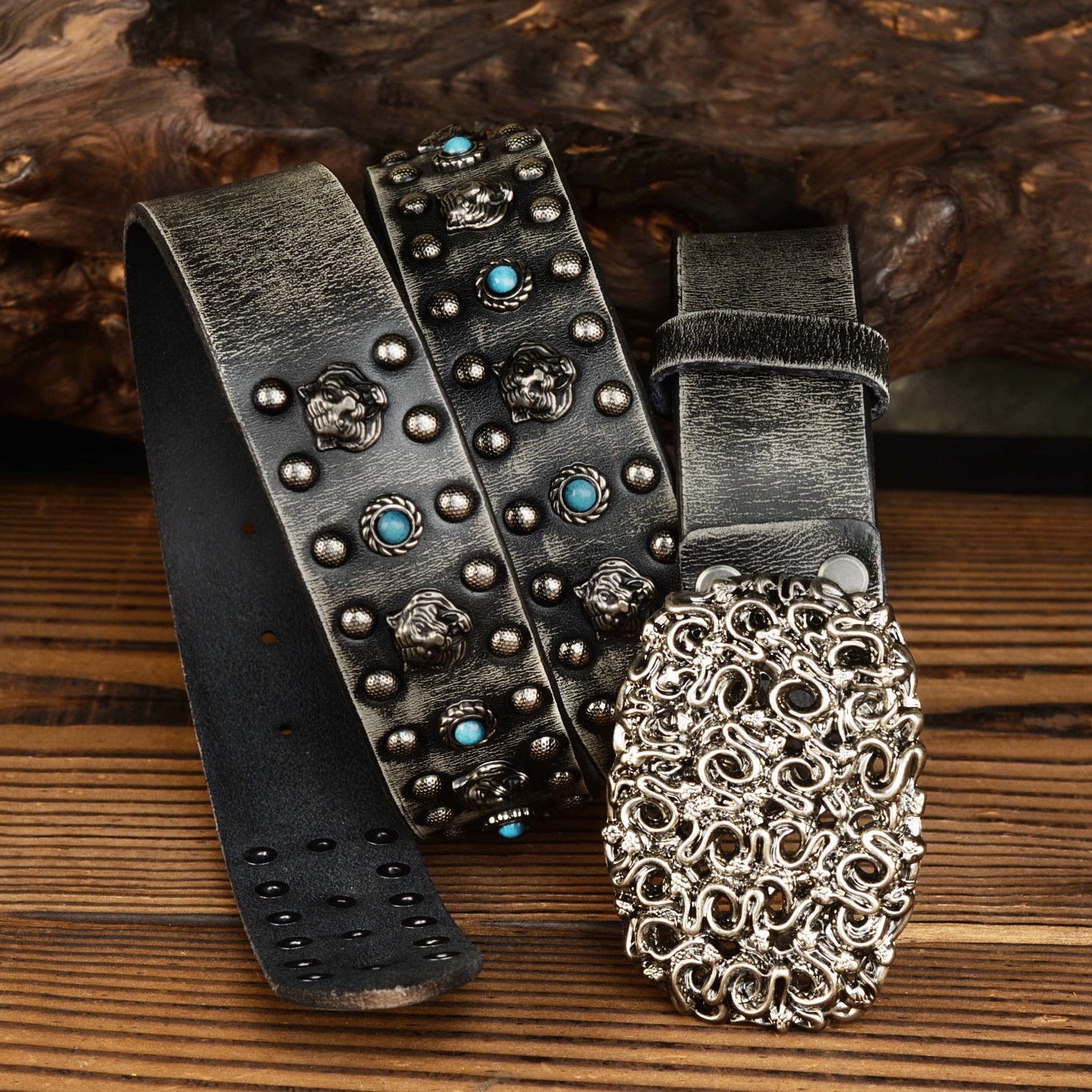 Retro Heavy Metal Klinknagels Herenriem Harley Locomotief Rock Punk Stijl Persoonlijkheid Riem Extra Dikke Lederen Jeansriem AB