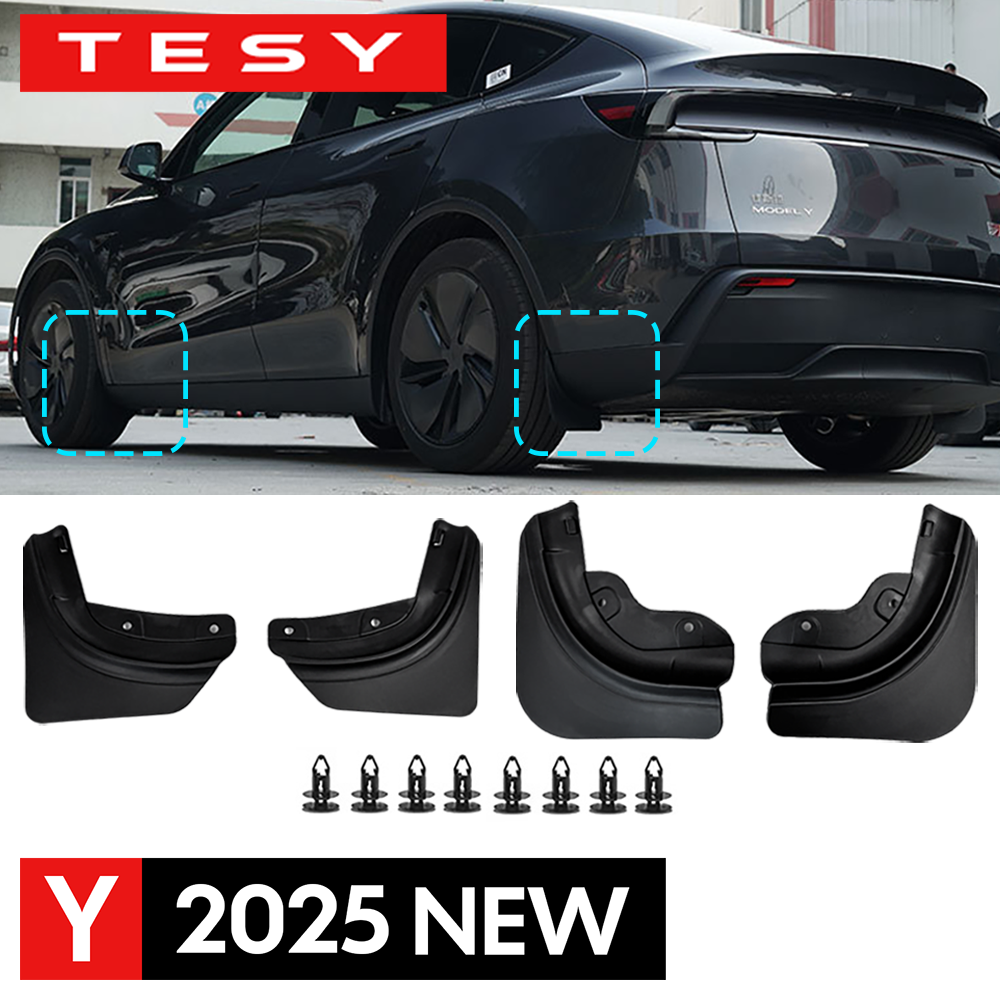 Guardabarros para Tesla nuevo modelo Y 2025 lanzamiento Juniper sin perforación/cinta protector contra salpicaduras guardabarros guardabarros