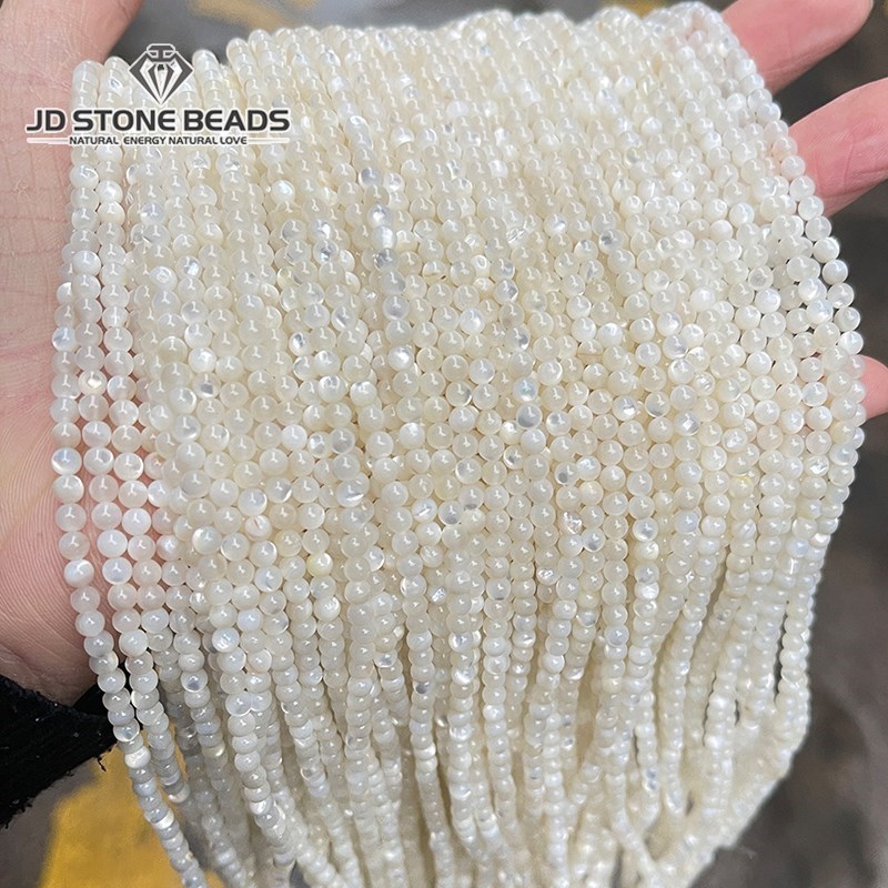 2 3 4mm manik manik cangkang mutiara ibu putih alami manik kecil Spacer longgar bulat untuk membuat perhiasan DIY Aksesori kalung gelang