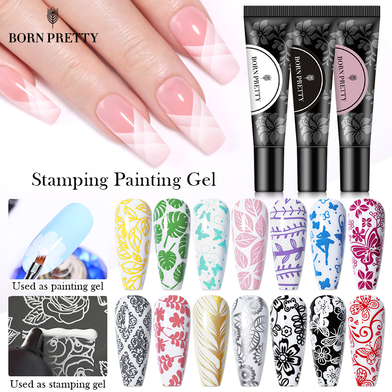 BORN PRETTY 1 bouteille 8ml vernis Gel d'estampage noir blanc or argent vernis d'impression Gel d'estampage vernis Gel à tremper