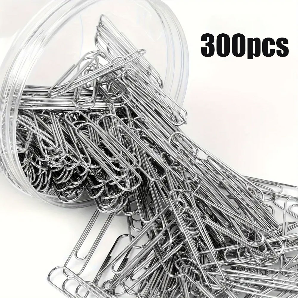 300 clips de papel plateados, clips de papel para encuadernación de oficina de 28 mm, adecuados para almacenamiento de archivos de oficina, escuela, hogar.