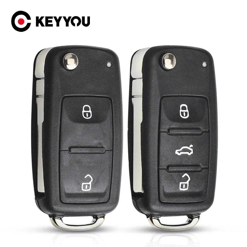 KEYYOU Flip Remote Folding Key Shell Case dla VW VOLKSWAGEN Tiguan Golf Sagitar Polo MK6