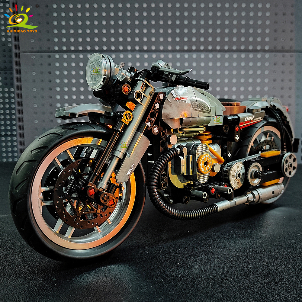 HUIQIBAO 808PCS MOC Technische Motorrad Gebäude Modell Blöcke Stadt Moto Racer Ziegel Spielzeug für Kinder Junge Kinder Erwachsene Auto set