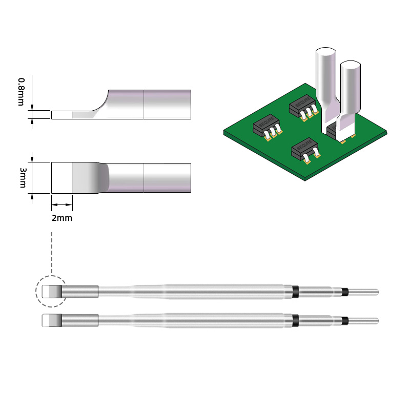 SEQURE 1 par de puntas de pinza para pinzas calientes SQ HT140 3.0FS y 5.0FS puntas de pala plana