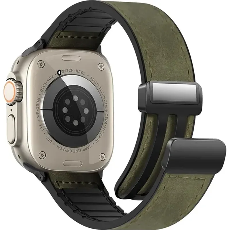 Leder-Uhrenarmbänder für Apple Watch Starp 44 mm 42 46 49 mm 45 41 38 mm Armband iWatch Serie 9 8 3 SE 6 7 10 Ultra-Uhrenarmband