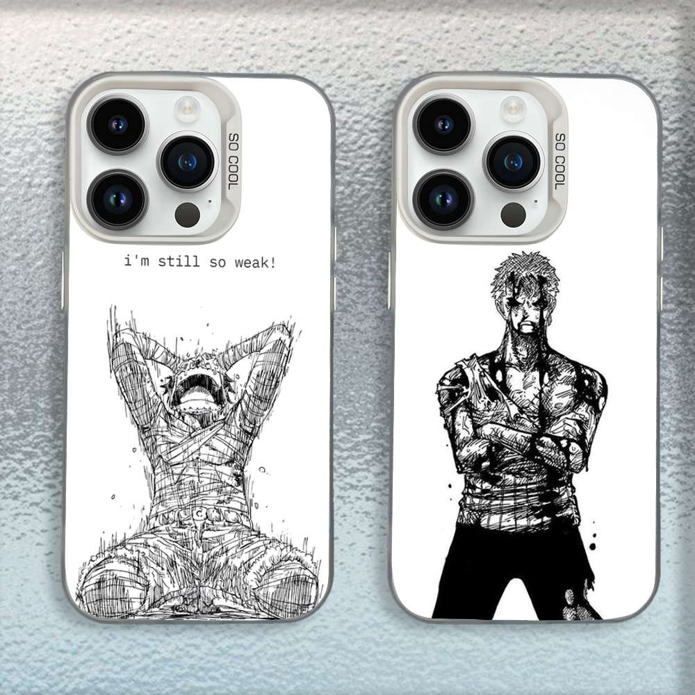 Anime Ones P-Pieces Zoro Telefoonhoesje voor iPhone 16,15,14,13,12,11, Mini, Pro, MAX Wit Matte Schokbestendige Cover