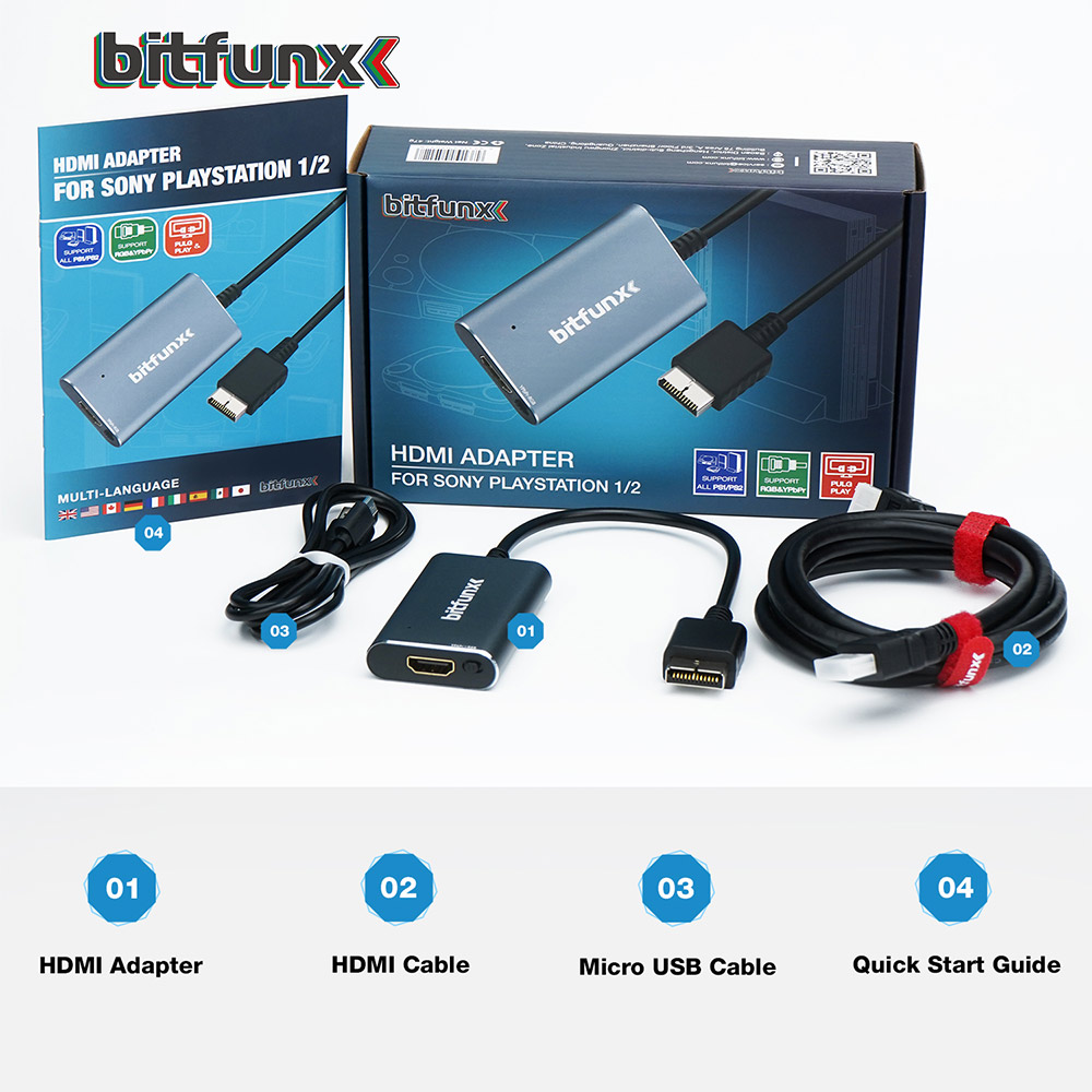 BitFunx HDMI-совместимый конвертер-адаптер с переключателем RGB в YPbPr для игровых консолей PlayStation 1/2 PS1/PS2