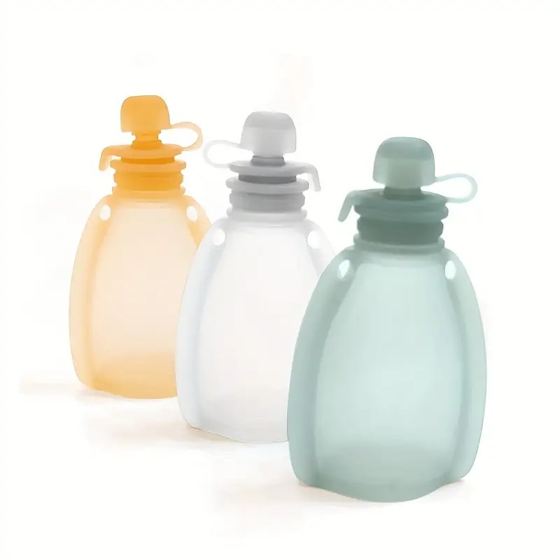 Saco portátil do armazenamento do leite do bebê, saco de comida complementar do silicone recém-nascido, saco de água das crianças, saco de beber dobrável ao ar livre do bebê