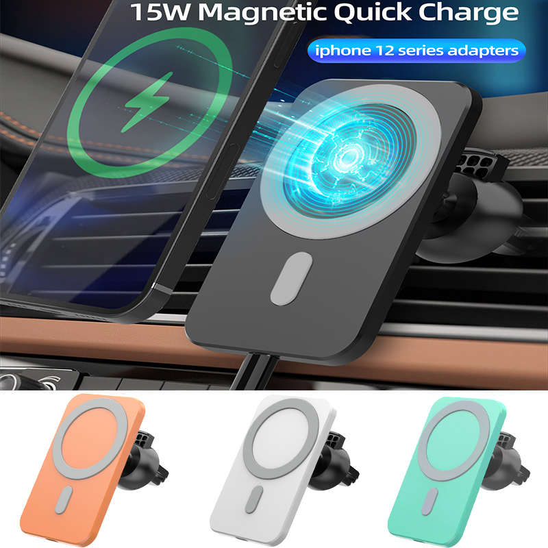Magnetische Auto Draadloze Oplader Voor Macsafe voor iPhone 12 13 14 15 Pro Max Mini Air Vent Auto telefoon Houder Stand Snel Auto Opladen
