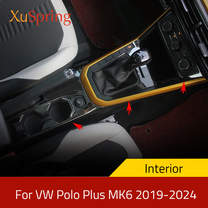 Panneau de boîte de vitesses de console de voiture pour VW Polo, Polo Plus MK6 2019-2024, garniture de cadre, couverture, bandes autocollantes, décoration de jardin, Stylin