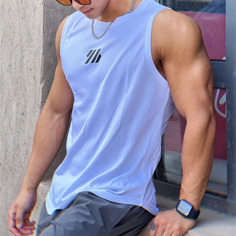 Chaleco de gimnasio para hombre, camiseta de malla de alta calidad sin mangas, camisetas sin mangas para baloncesto, correr, Fitness, deportes, novedad de verano 2024