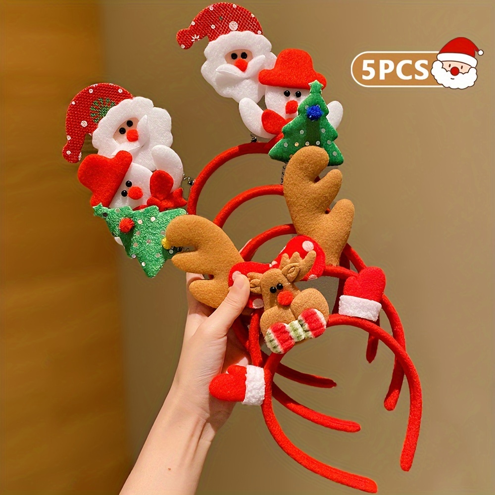 クリスマスプレゼントとして女の子にぴったりのスイートクリスマスアクセサリーヘッドバンド5個。