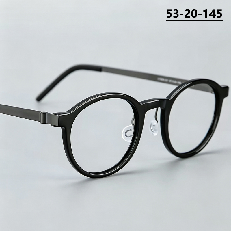 Óculos Retro Redondos de Acetato e Titânio da Dinamarca 1836, Armações Grossas Ultraleves para Homens e Mulheres, Óculos de Moda