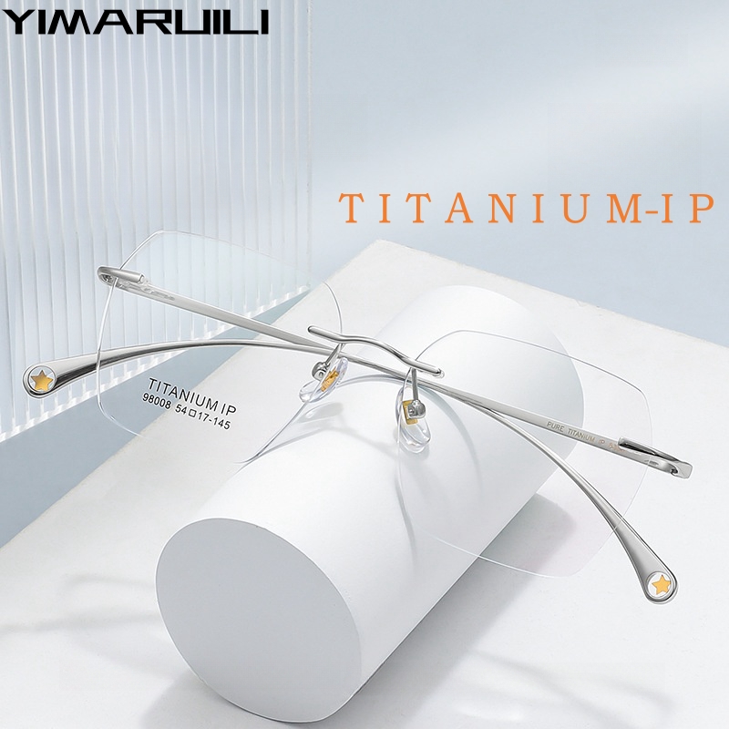 YIMARUILI, gafas ultraligeras poligonales de lujo para miopía, gafas Retro de titanio puro para hombre, gafas graduadas ópticas sin montura para mujer
