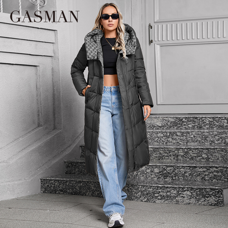 GASMAN 2024 Damen-Winterjacke, modisch, lang, großer Taschenmantel, Damenmarke, hochwertiger Parka, winddicht, warme Daunenjacken 83510