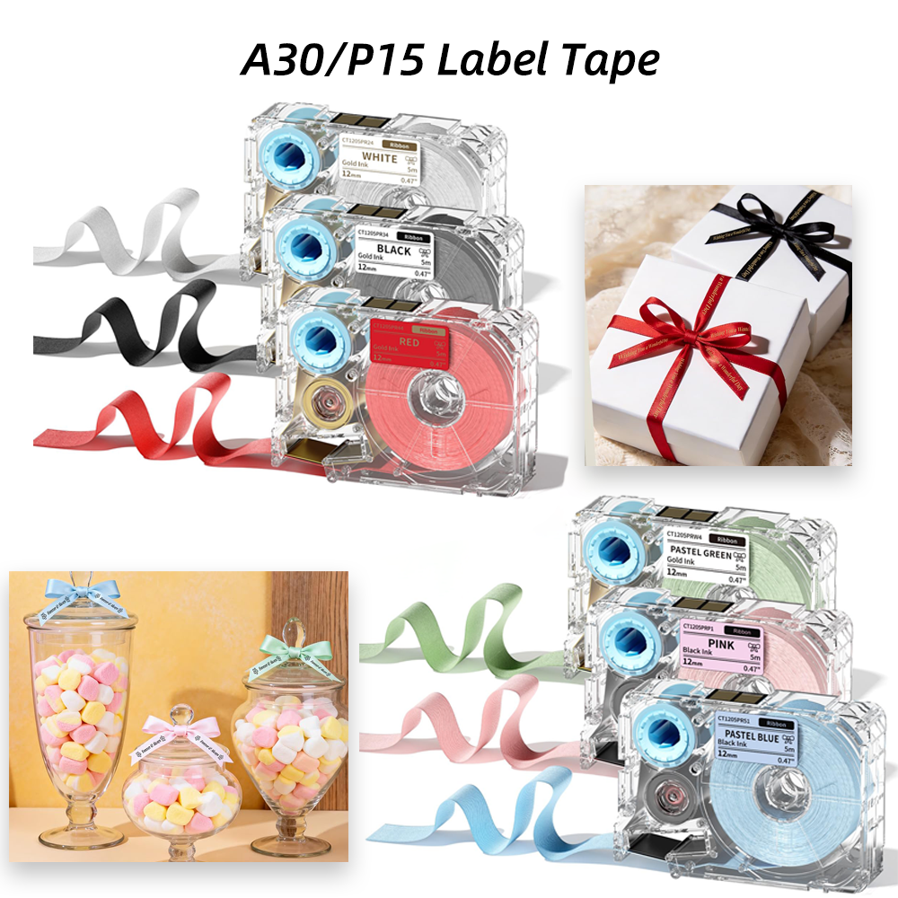 Various Colors Phomemo A30 P15 Exclusive Embellish Fabric Ribbons for Gift Wrapping Wedding Bouquets Valentine's Day Party Decor