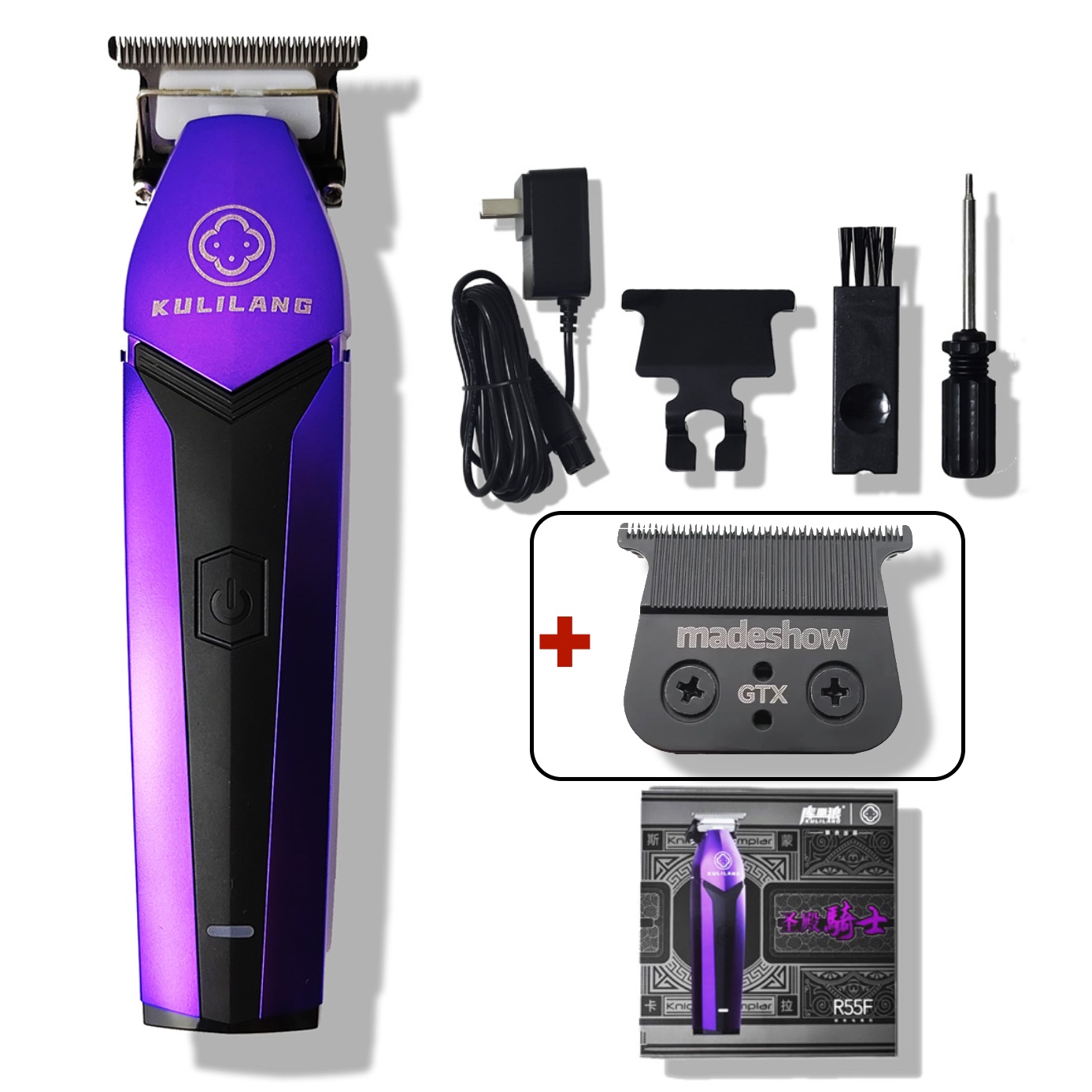 Kulilang R55F lila profession elle elektrische Haars ch neider 7200 U/min einstellbar 0 Pitch GTX Klinge Friseur Friseur Clipper
