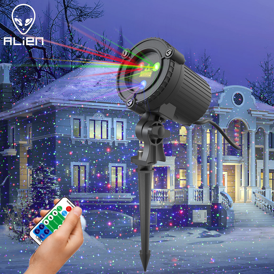 ALIEN-proyector de luz láser de Navidad para exteriores, luces de árbol de Navidad, rojo, verde, azul, estático, móvil, resistente al agua, para jardín, vacaciones