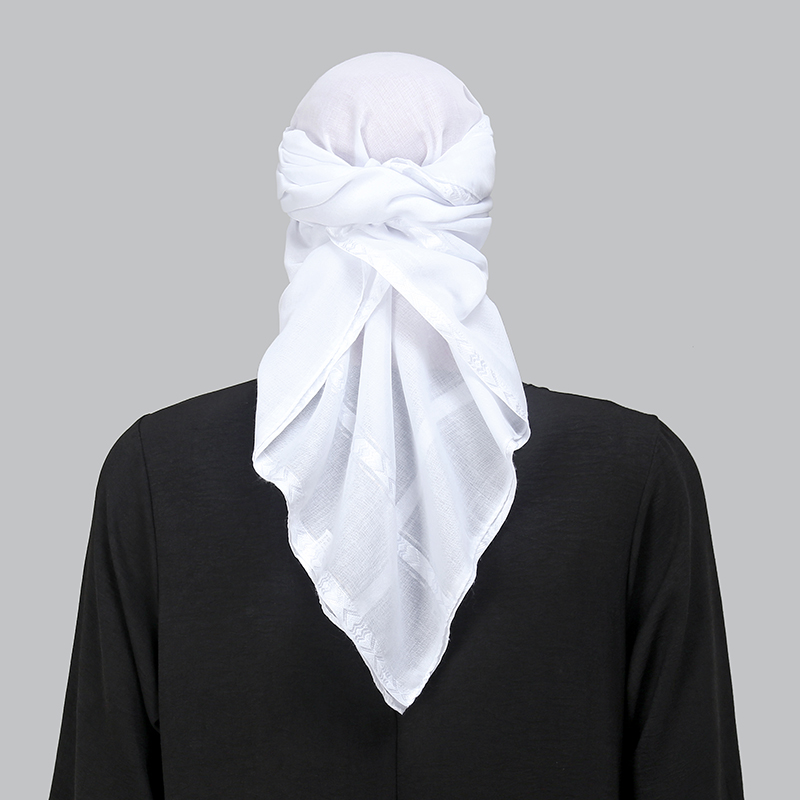 Bufanda cuadrada árabe blanca para mujeres y hombres, chal musulmán, diadema a cuadros con estampado de rayas, cubierta para el cuello, bufandas a prueba de viento y arena para exteriores
