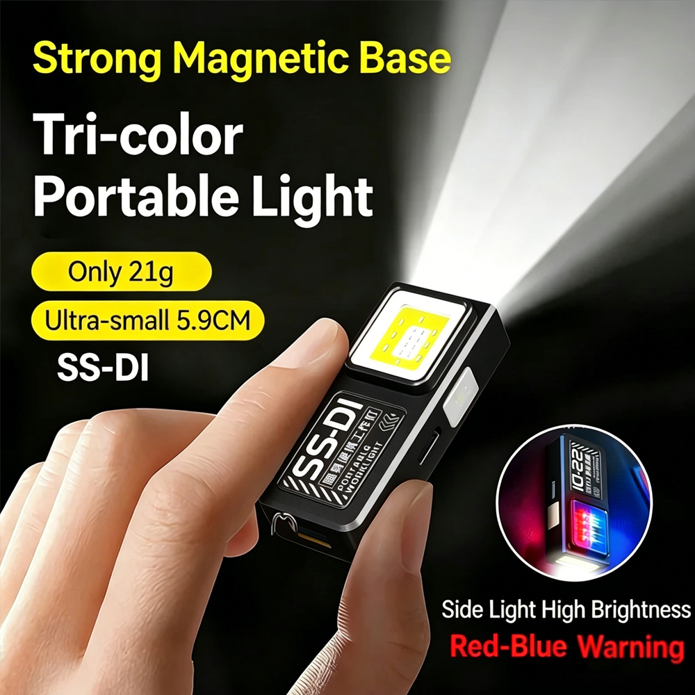 Mini linterna LED COB recargable por USB C, potente luz de trabajo con clip y imán, resistente al agua, EDC, para acampar, caminar, lámpara de bolsillo