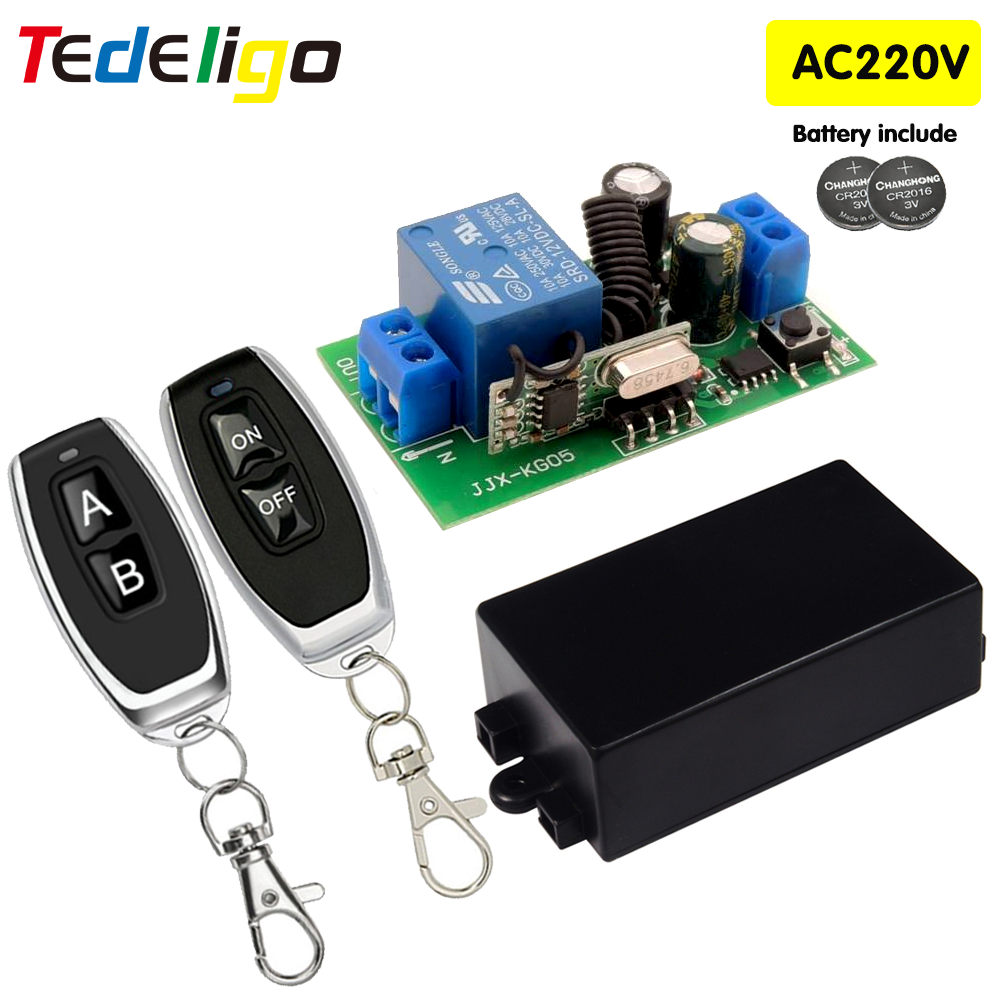 Interruptor de Control remoto inalámbrico de 433MHz AC110V 220V 10A 1CH módulo de relé receptor ON OFF Control remoto para bombilla de luces Led DIY