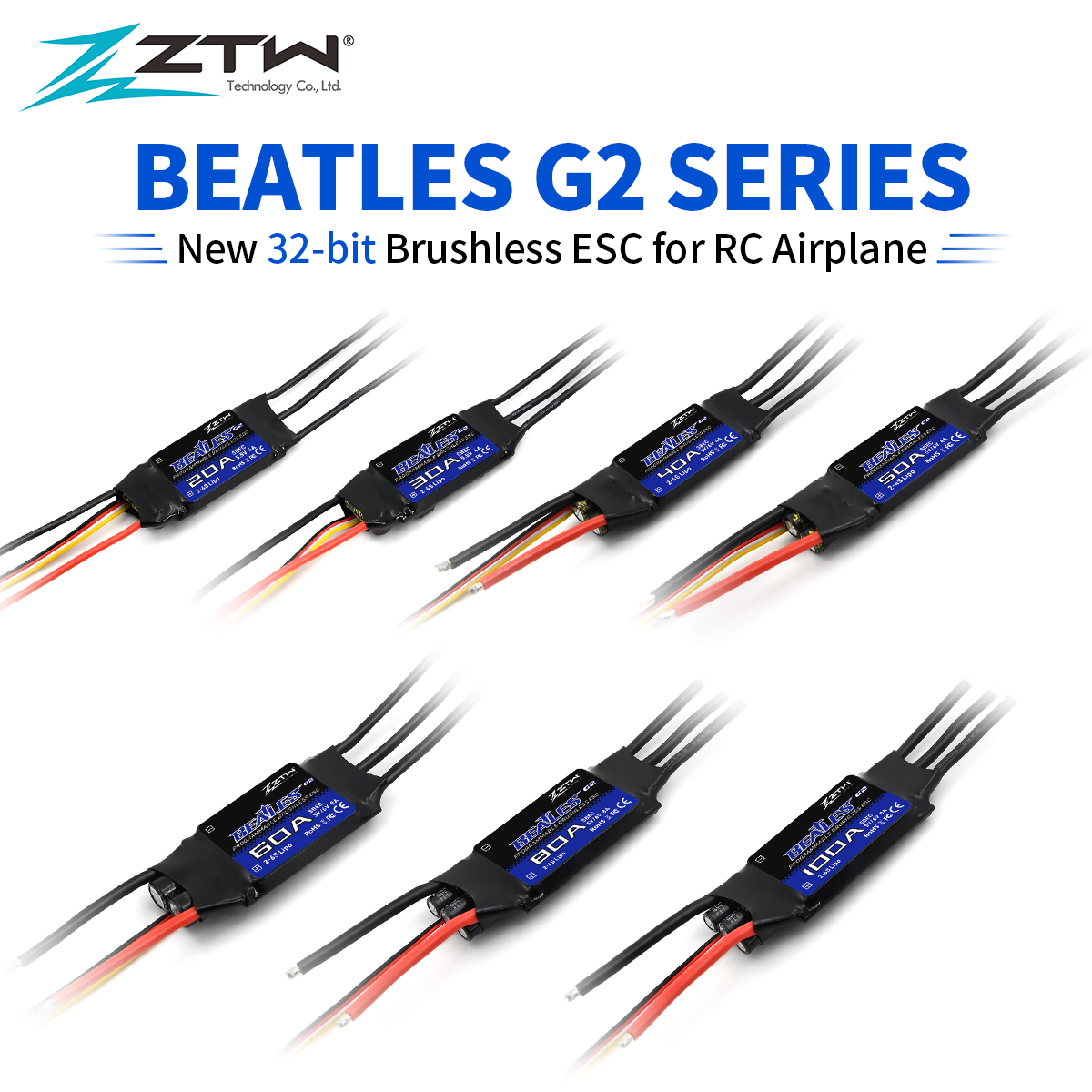 ZTW Beatles G2 ESC 20A/30A/40A/50A/60A/80A/100A/120A 2-6S SBEC 5V/6V 8A Управление скоростью для радиоуправляемого самолета с неподвижным крылом