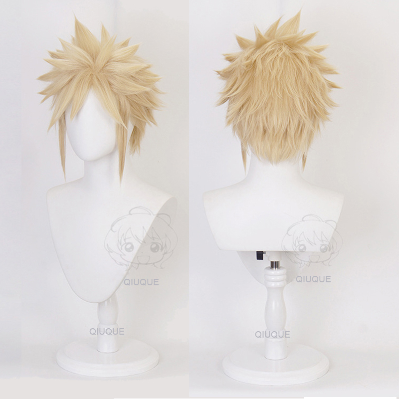 Final Fantasy Vii 7 Cloud Strife Linnen Blonde Cosplay Pruiken Hoge Temperatuur Vezel Haar Pruik + Gratis Pruik Cap