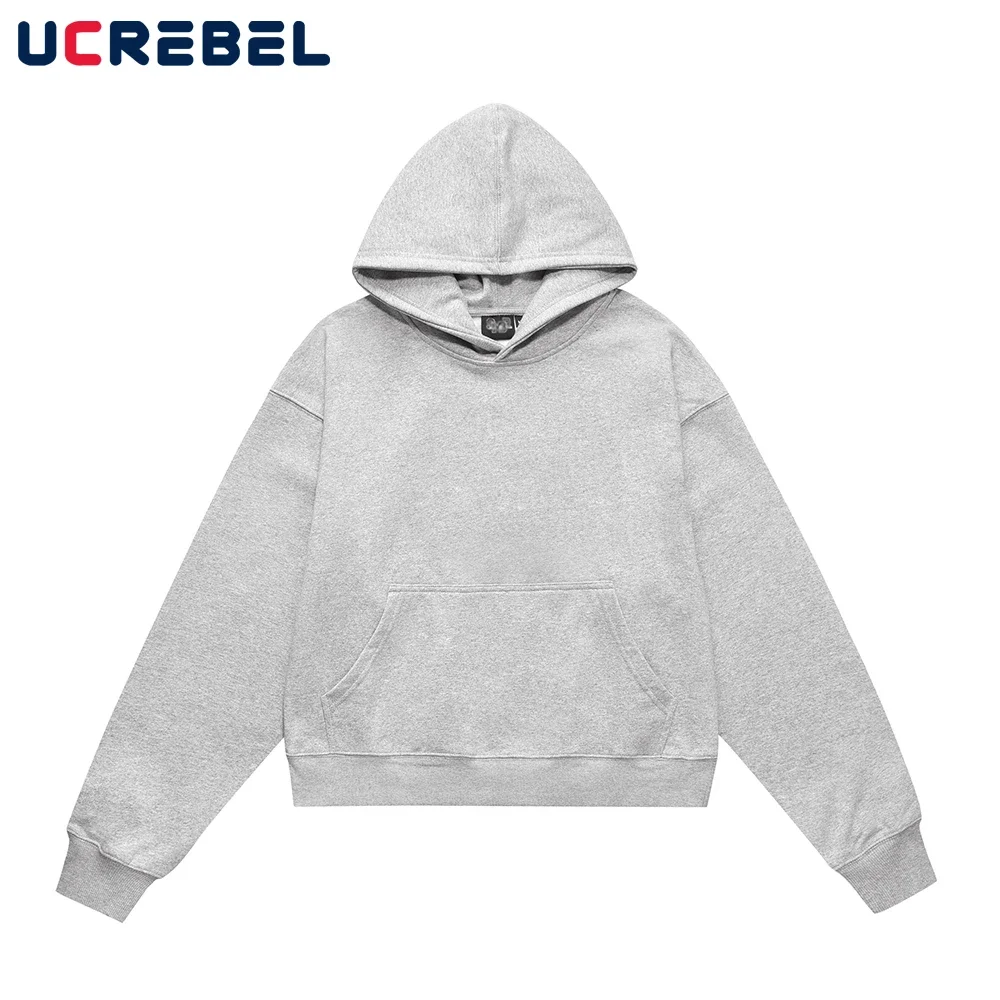 Effen kleur casual sweatshirts met lange mouwen heren herfst losse eenvoudige drop-shoulder hoodies heren