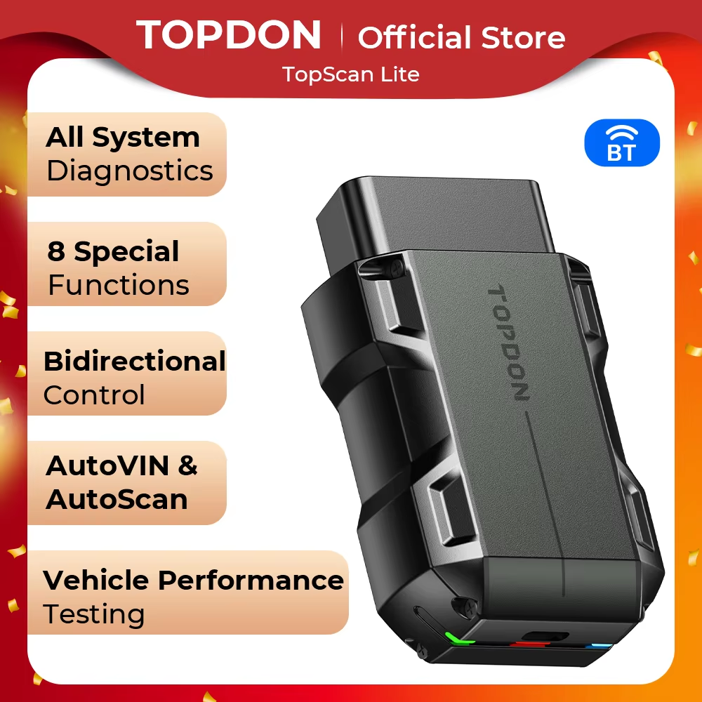 TOPDON TopScan Lite เครื่องสแกนเนอร์เครื่องมือวินิจฉัยอัจฉริยะ DTC คู่มือซ่อม Bluetooth OBD2 รหัส reader
