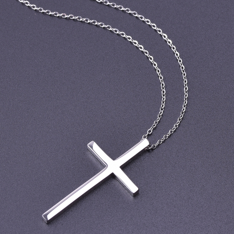 Kalung Salib Kepribadian Pria 45-60Cm Rantai Di Leher Kalung Baja Tahan Karat untuk Pria Wanita Aksesori Perhiasan Mode