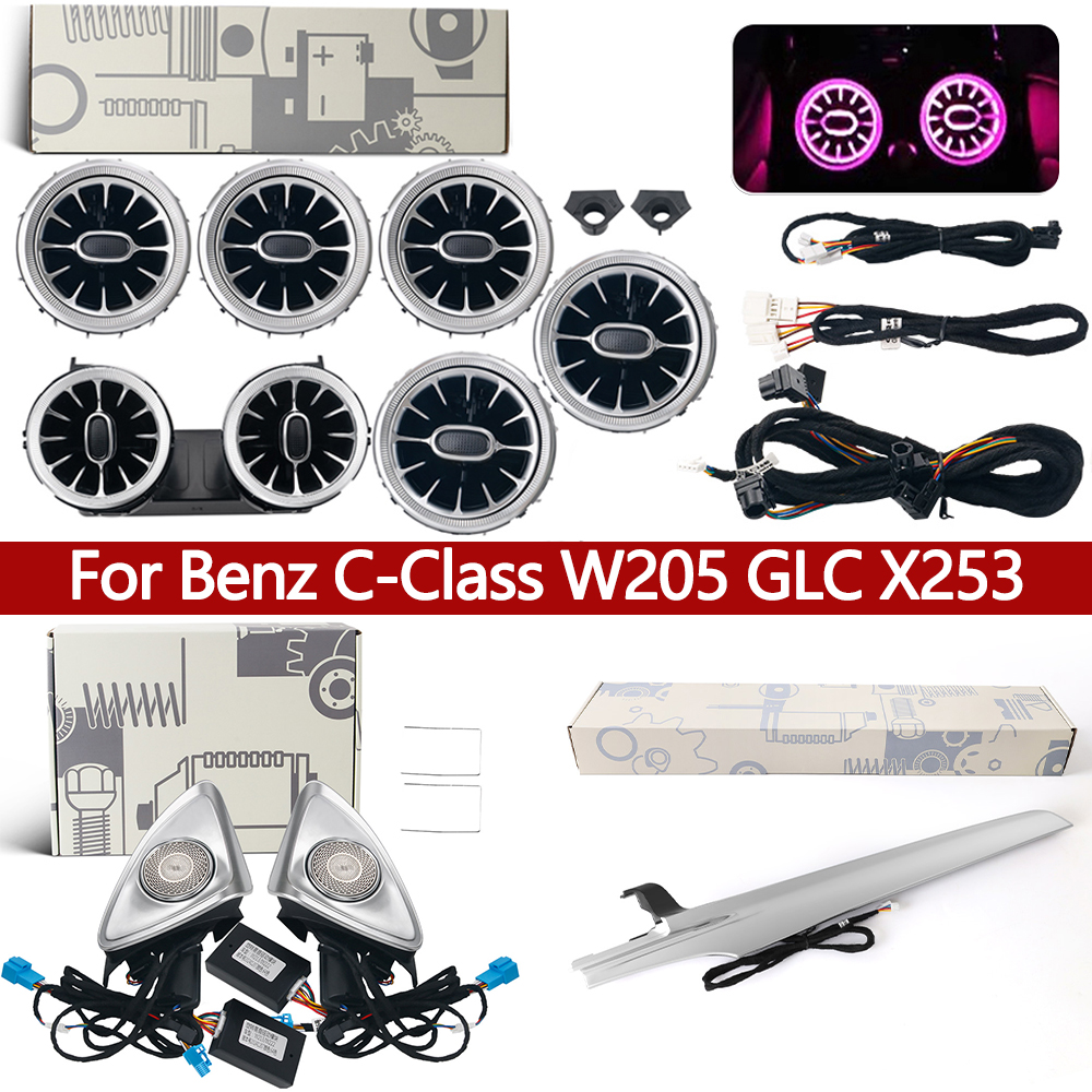 Oświetlenie ambientowe Mercedes Benz W205 X253 GLC Turbine Nozzle Air Vent Atmosphere 4D Rotating Tweeter Speaker Copilot LED Strip