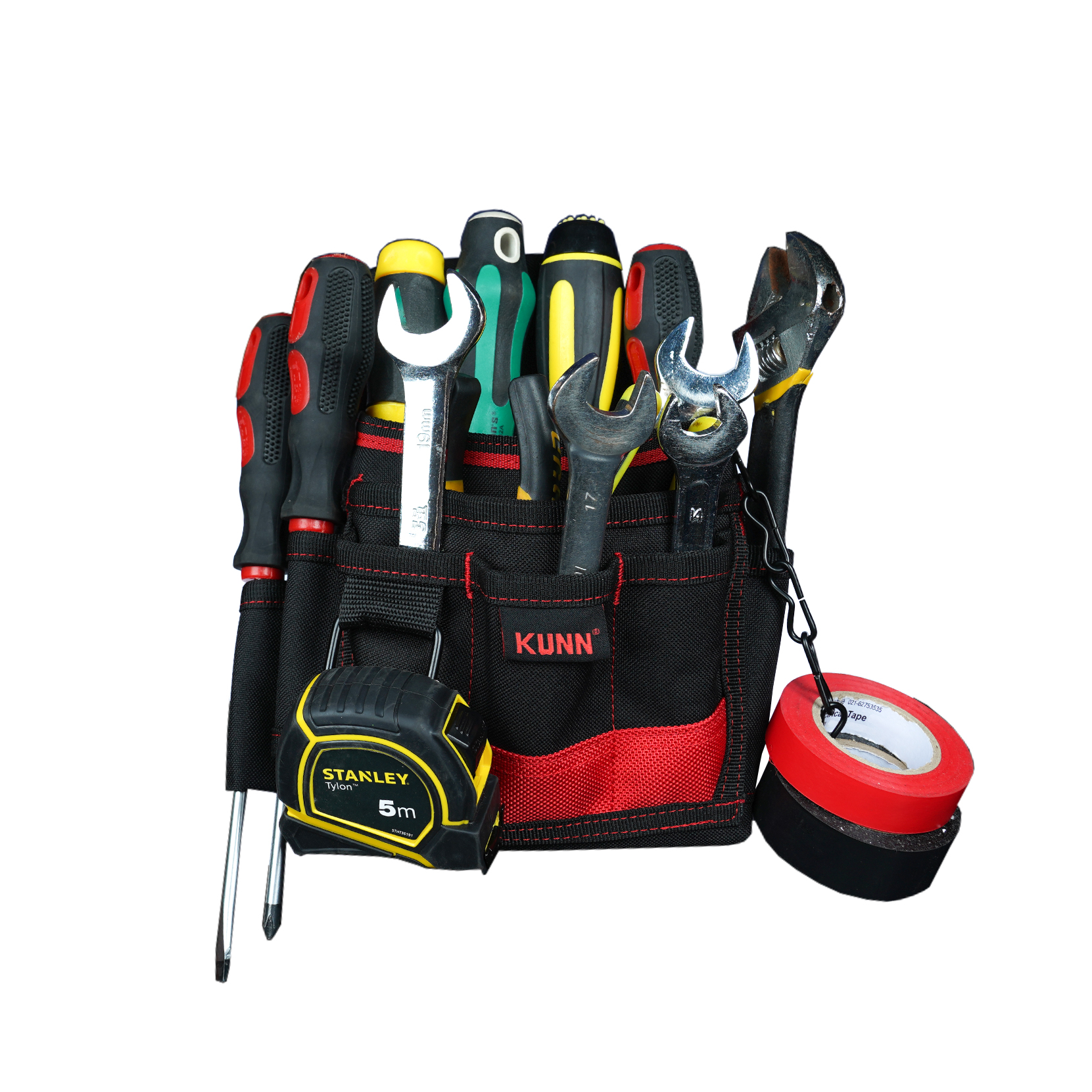KUNN bolsa de herramientas de electricista con cinturón, bolsa pequeña multifuncional duradera para organización y almacenamiento de herramientas