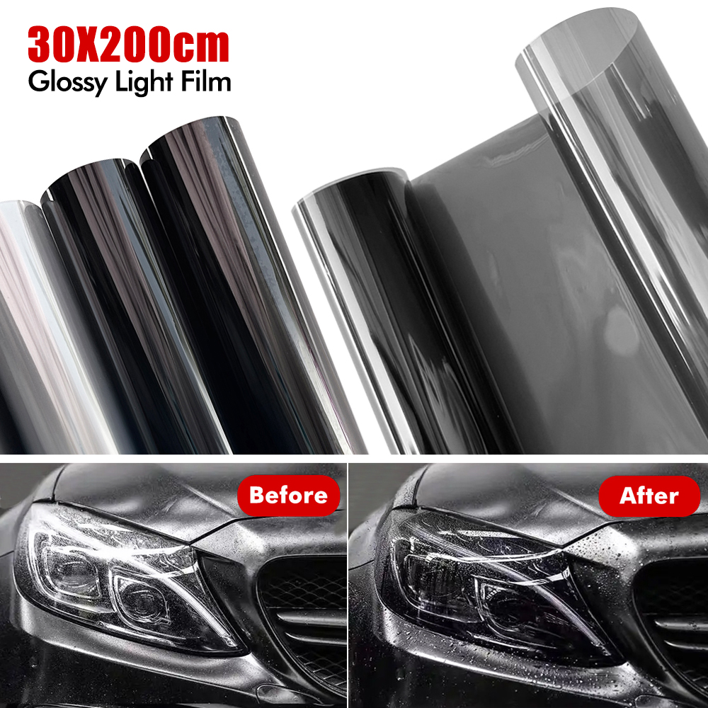 30*200 ซม.ไฟหน้ารถ Tint หมอกไฟท้ายควันสีดําไวนิลฟิล์มฟิล์มกันน้ําสําหรับไฟหน้ารถฟิล์ม