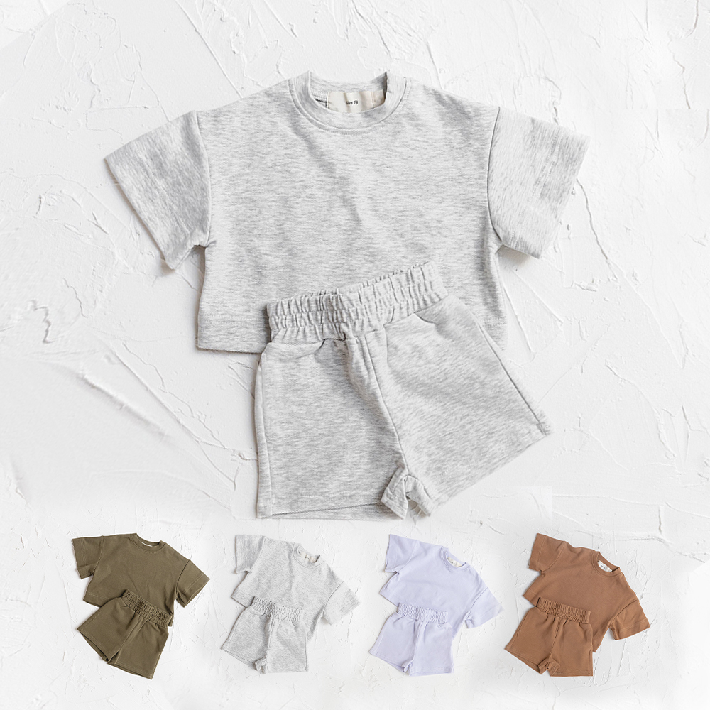Estate bambino vestiti Casual Set bambini morbido tinta unita Casual manica corta T-Shirt + pantaloncini bambini ragazze ragazzi abiti ragazza vestiti
